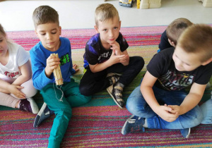 Dzieci z "Kaczuszek" uważnie słuchają informacji o różnych zapylaczach