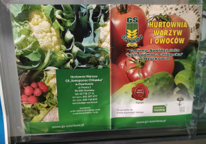 Ulotka reklamowa Hurtowni Warzyw i Owoców Gminnej Spółdzielni w Ozorkowie, przy ulicy Prostej.