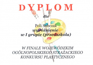Dyplom dla Poli Sobczak - dziewczynki z grupy "Biedronek".