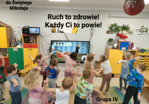 "Aktywna kartka do Świętego Mikołaja" - "Ruch to zdrowie! Każdy Ci to powie!" - w wykonaniu dzieci z grupy IV "Pszczółek".