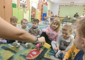 Oglądamy karmę dla chomików w miseczce.