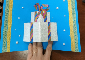 Wnętrze kartki świątecznej Natana Owczarczyka z "Motylków", za którą chłopiec zdobył 2 miejsce!