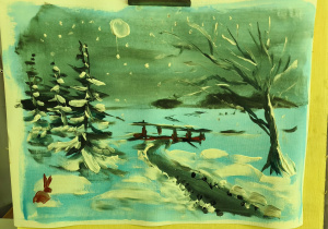 Obraz "Las zimą" namalowany przez tatę Karoliny - p. Pawła Jaszczaka.