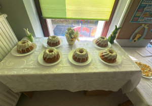 Wielkanocny symbol - babki wielkanocne na stole.