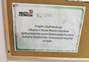 Plakat nt. wspomnianego projektu na tablicy dla Rodziców.
